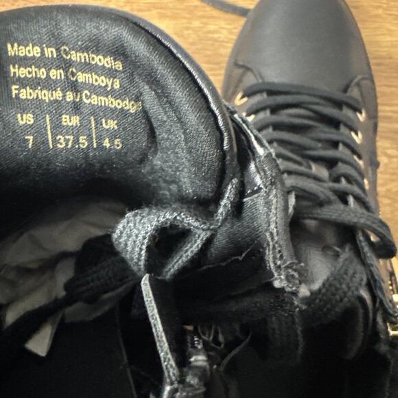 ALDO Ailannah Size 7 Black Faux Leather Lace Up/Zip Hi Top Sneakers Women’s - Picture 7 of 9